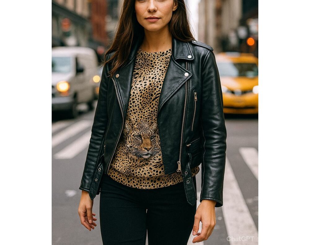 Vintage Leopard Print Blouse Animal Pattern Top Chic Street Style M/L